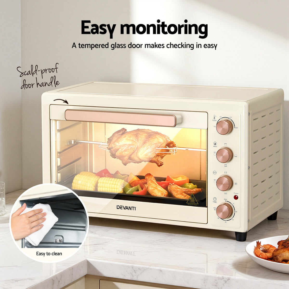 60L Convection Oven | 2000W Electric | Cream