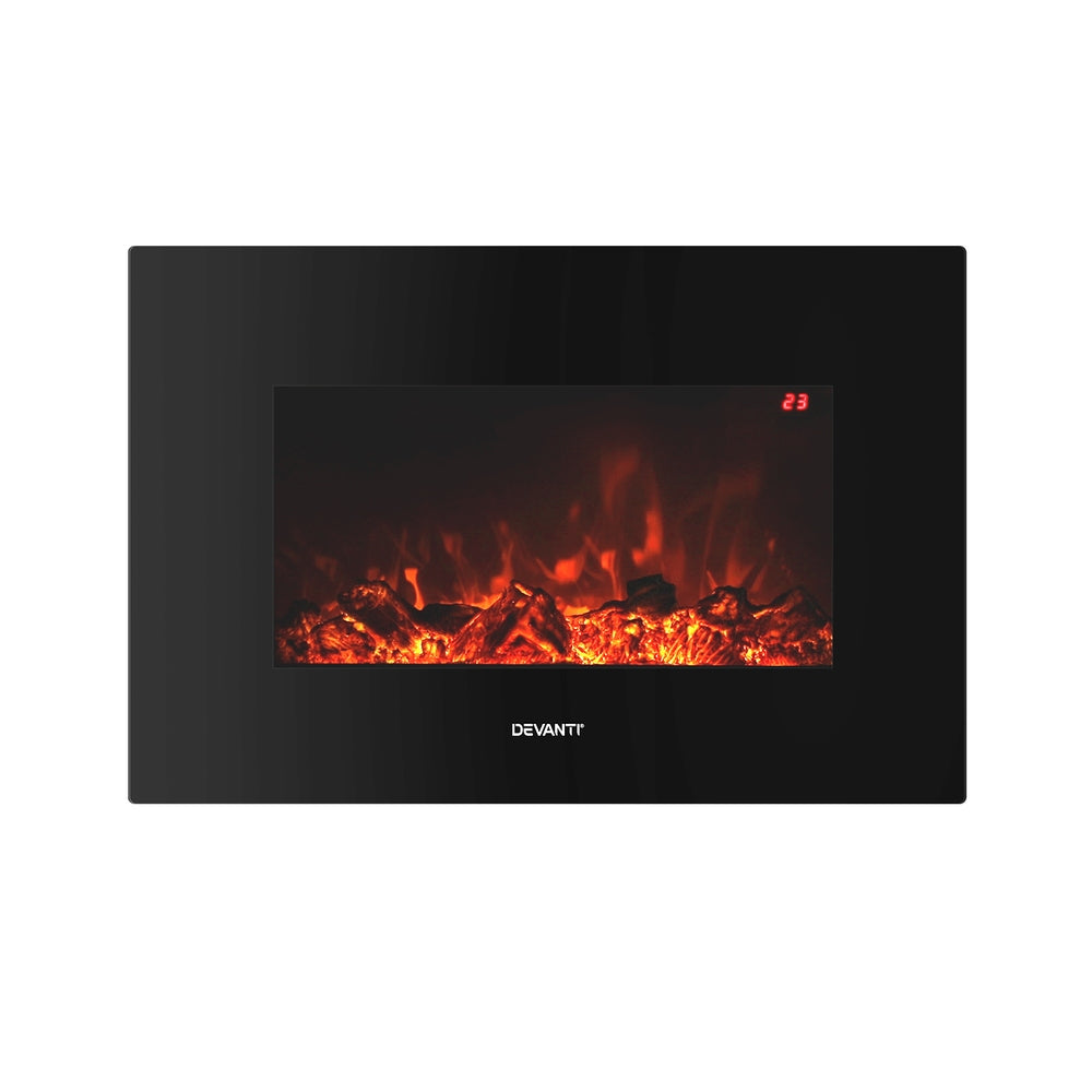 Devanti Electric Fireplace Fire Heater | 2000W | Black