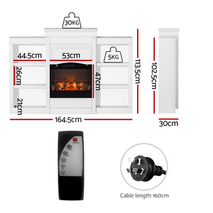 Devanti 2000W Electric Fireplace | Fire Heater | White