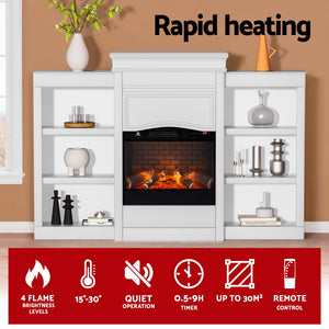 Devanti 2000W Electric Fireplace | Fire Heater | White