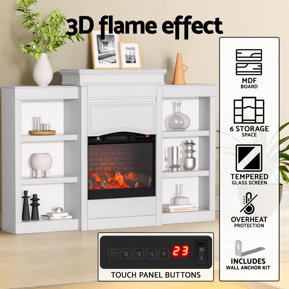 Devanti 2000W Electric Fireplace | Fire Heater | White