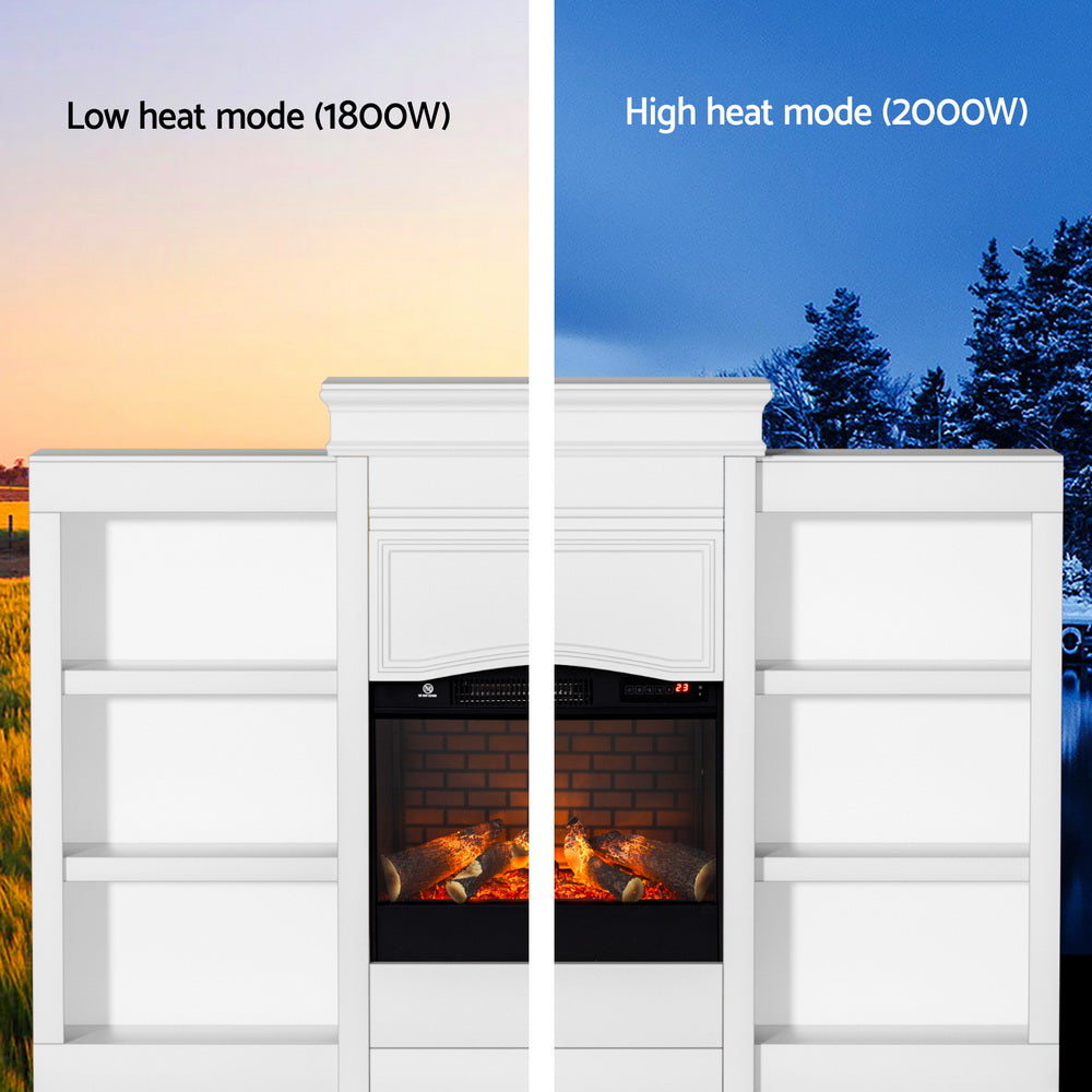 Devanti 2000W Electric Fireplace | Fire Heater | White