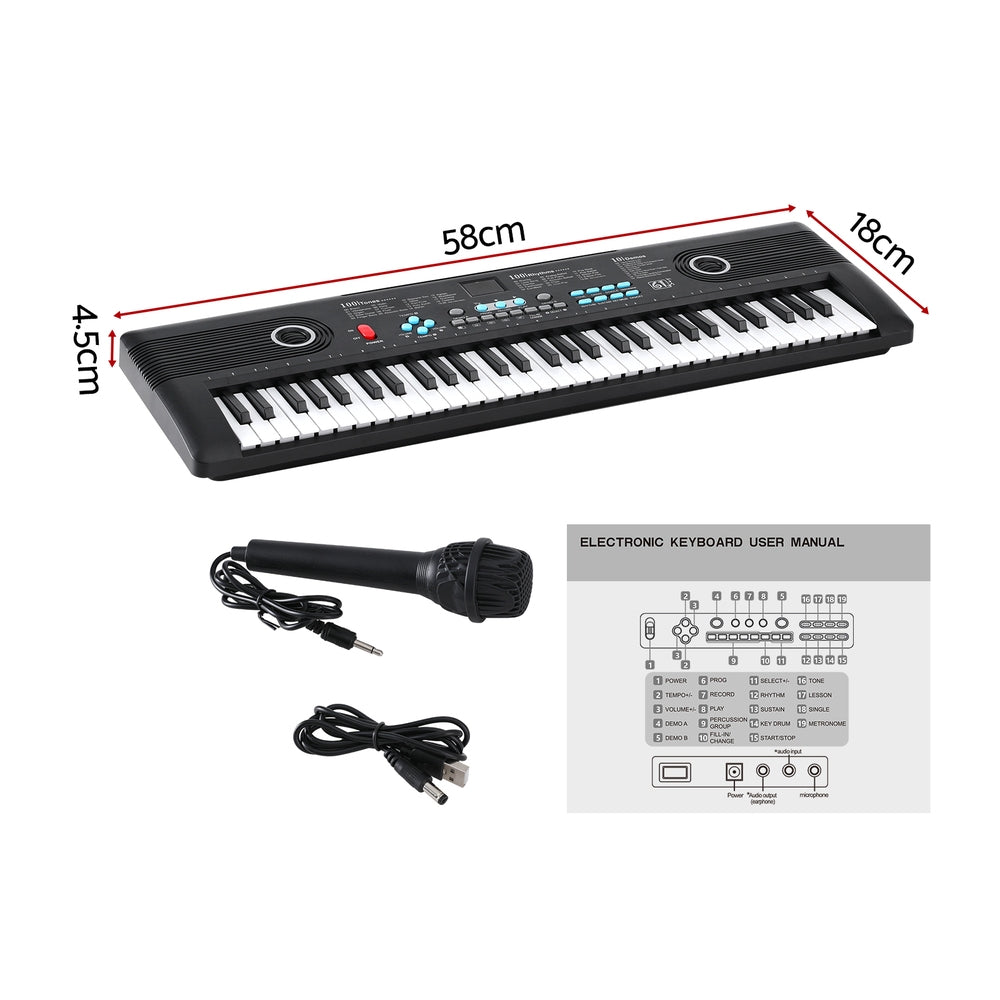 Alpha 61-Key Digital Piano | Electric Keyboard for Kids | Black Music Gift