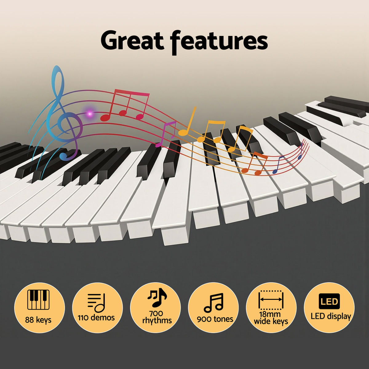 88 Key Electric Keyboard Piano | Full Size Digital Piano | Black