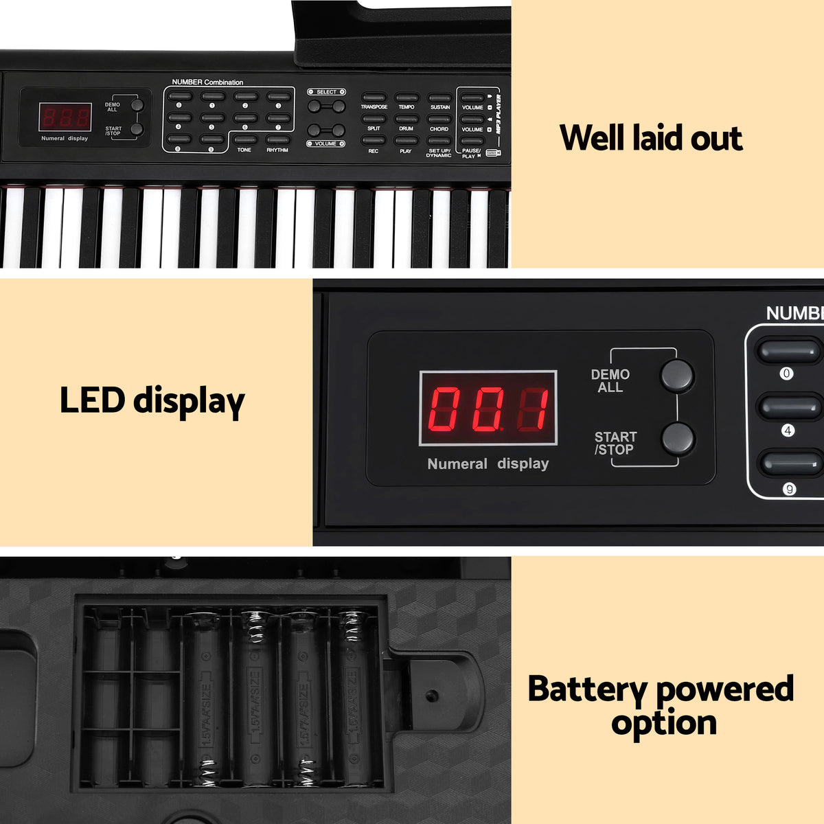 88 Key Electric Keyboard Piano | Full Size Digital Piano | Black