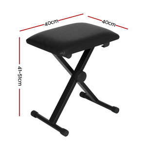 Alpha | Piano Stool | Adjustable Height | Keyboard Seat | Portable Bench Chair | Black