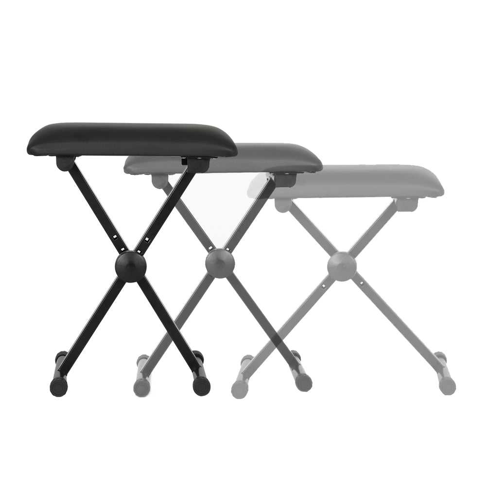 Alpha | Piano Stool | Adjustable Height | Keyboard Seat | Portable Bench Chair | Black