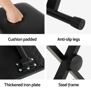 Alpha | Piano Stool | Adjustable Height | Keyboard Seat | Portable Bench Chair | Black