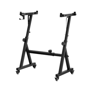 Alpha Piano Stand | Heavy Duty | Adjustable Z-Frame | Lockable Wheels | Black