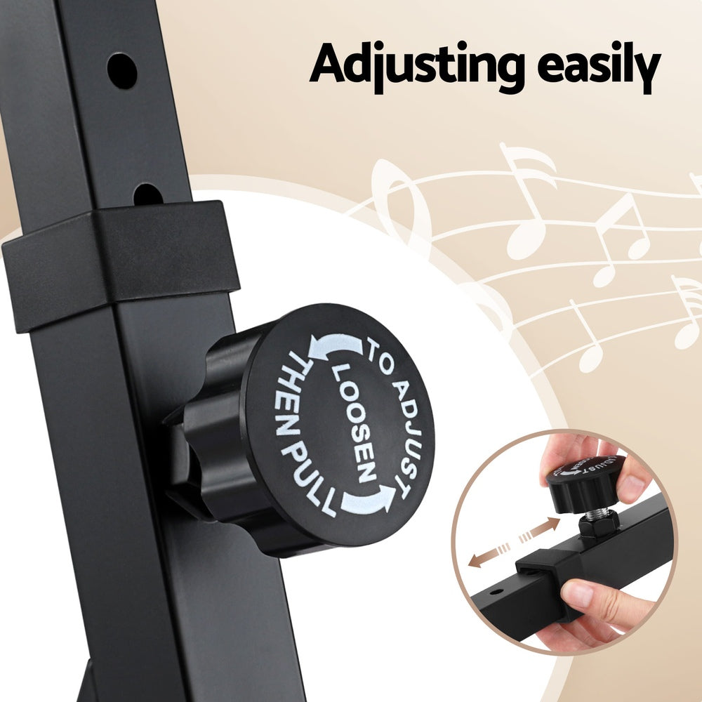 Alpha Piano Stand | Heavy Duty | Adjustable Z-Frame | Lockable Wheels | Black