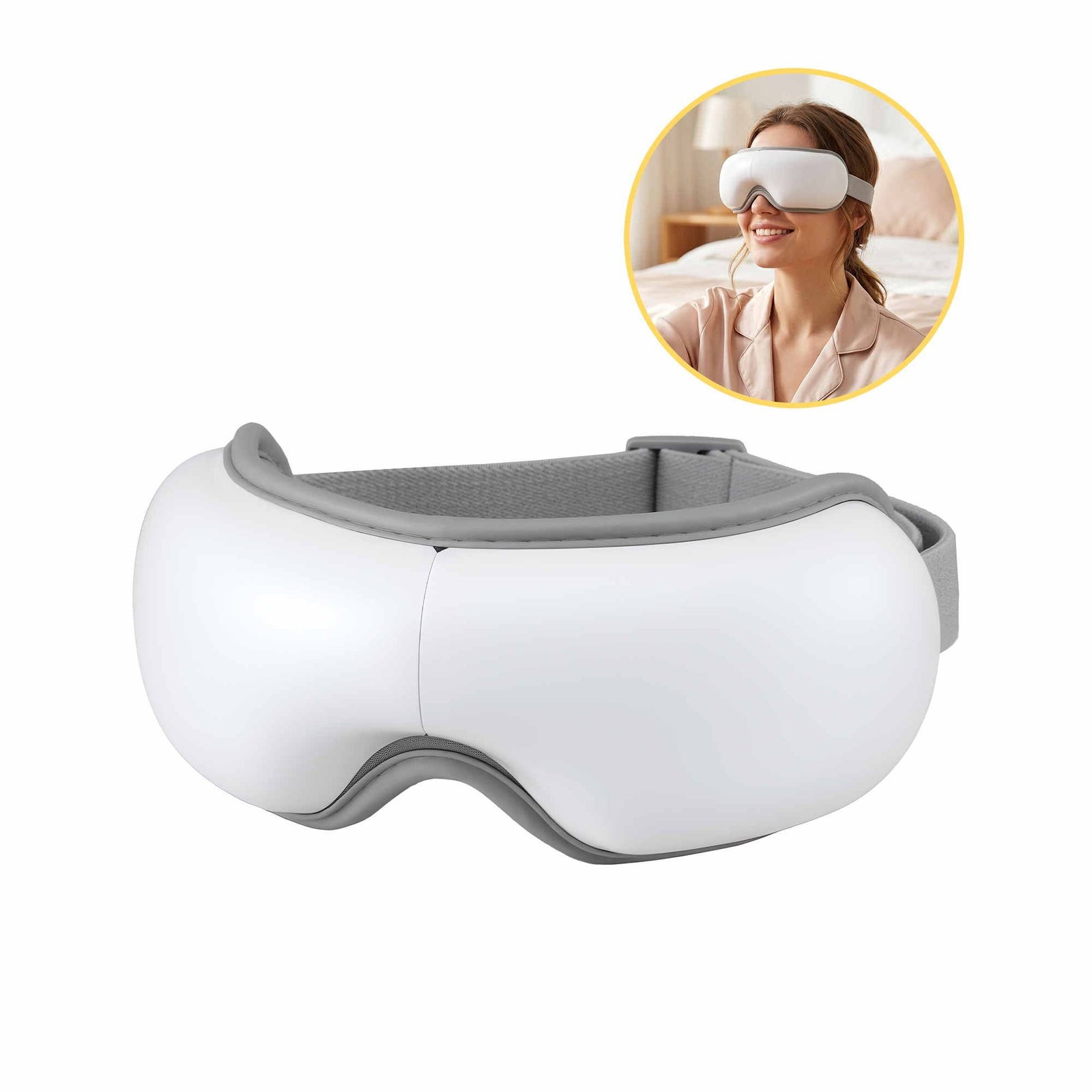 Heated Eye Massager | Foldable Vibration Mask with Bluetooth | White