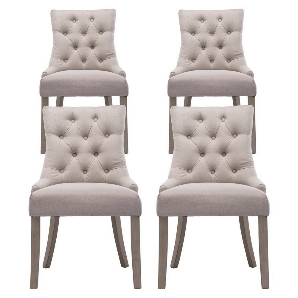 Artiss Dining Chairs | Set of 4 | Linen | French Provincial | Beige