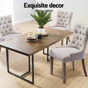 Artiss Dining Chairs | Set of 4 | Linen | French Provincial | Beige