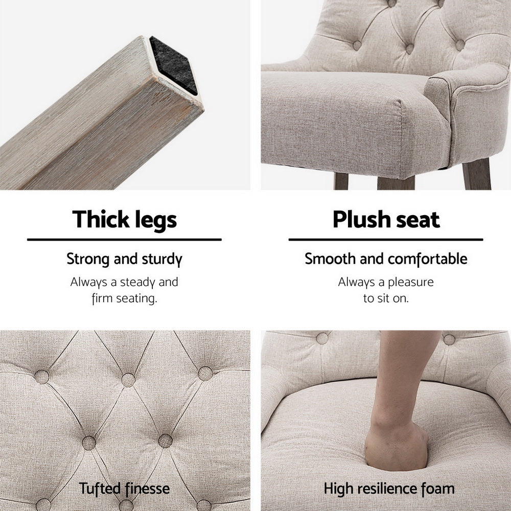 Artiss Dining Chairs | Set of 4 | Linen | French Provincial | Beige