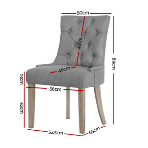 Artiss Dining Chairs | Set of 4 | Linen | French Provincial | Grey