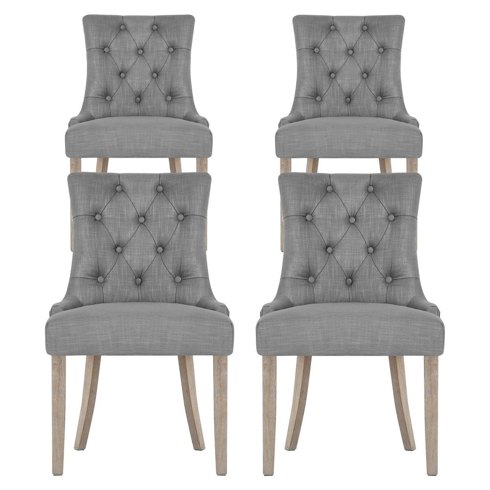 Artiss Dining Chairs | Set of 4 | Linen | French Provincial | Grey