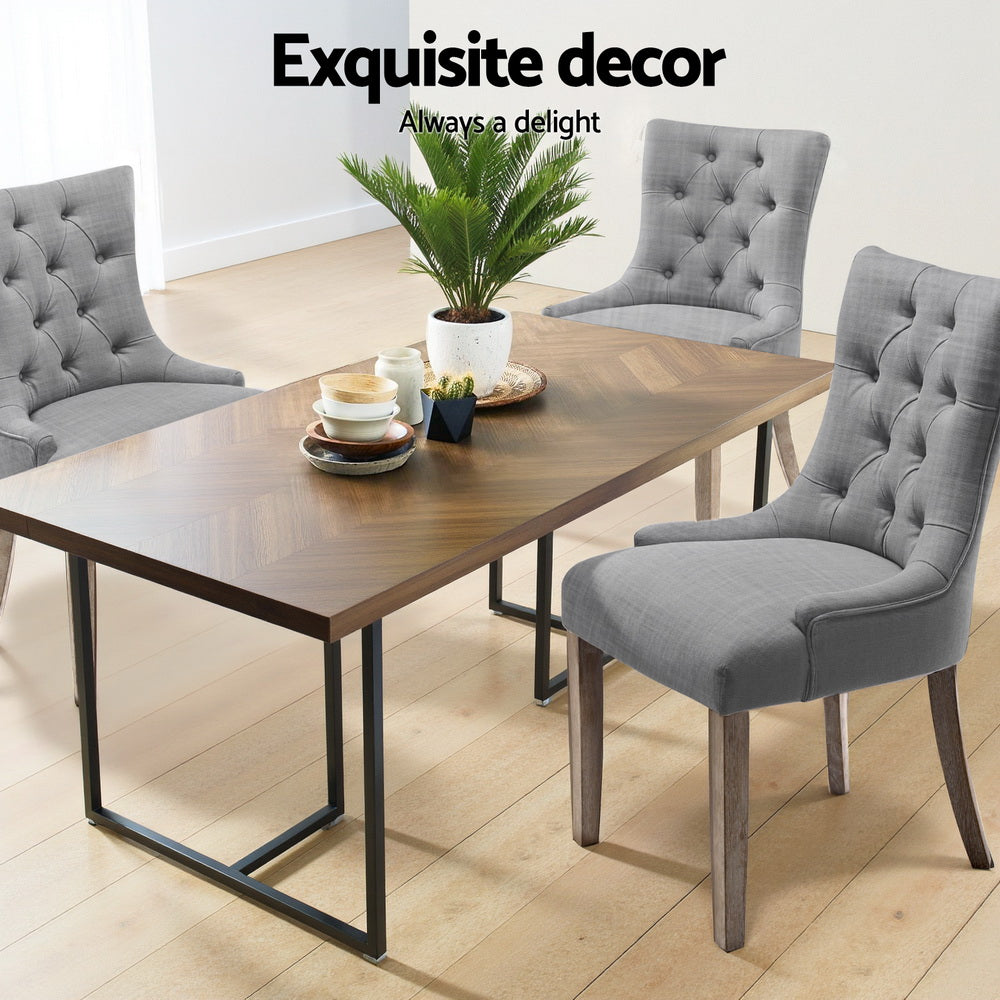 Artiss Dining Chairs | Set of 4 | Linen | French Provincial | Grey