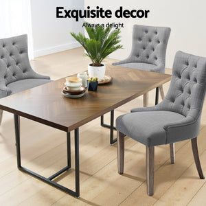 Artiss Dining Chairs | Set of 4 | Linen | French Provincial | Grey