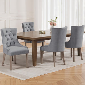 Artiss Dining Chairs | Set of 4 | Linen | French Provincial | Grey