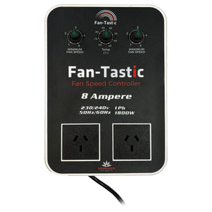 FAN-TASTIC 8A Hybrid Fan Controller | Silent Digital Temp Control + Fan Speed | Night Humidity Mode | Grow Room Climate Control