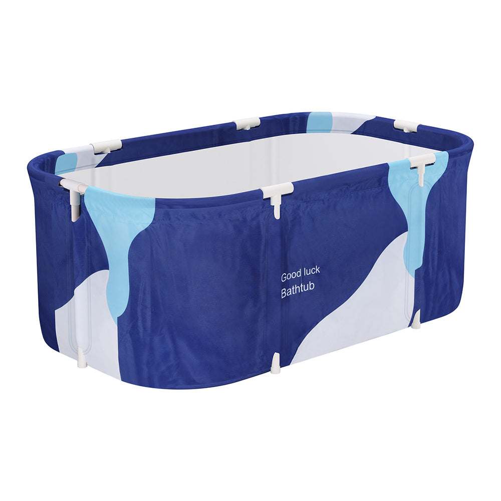 Foldable Bathtub | PVC Spa Bucket with Inflatable Cushion | 114x62cm | Navy Blue