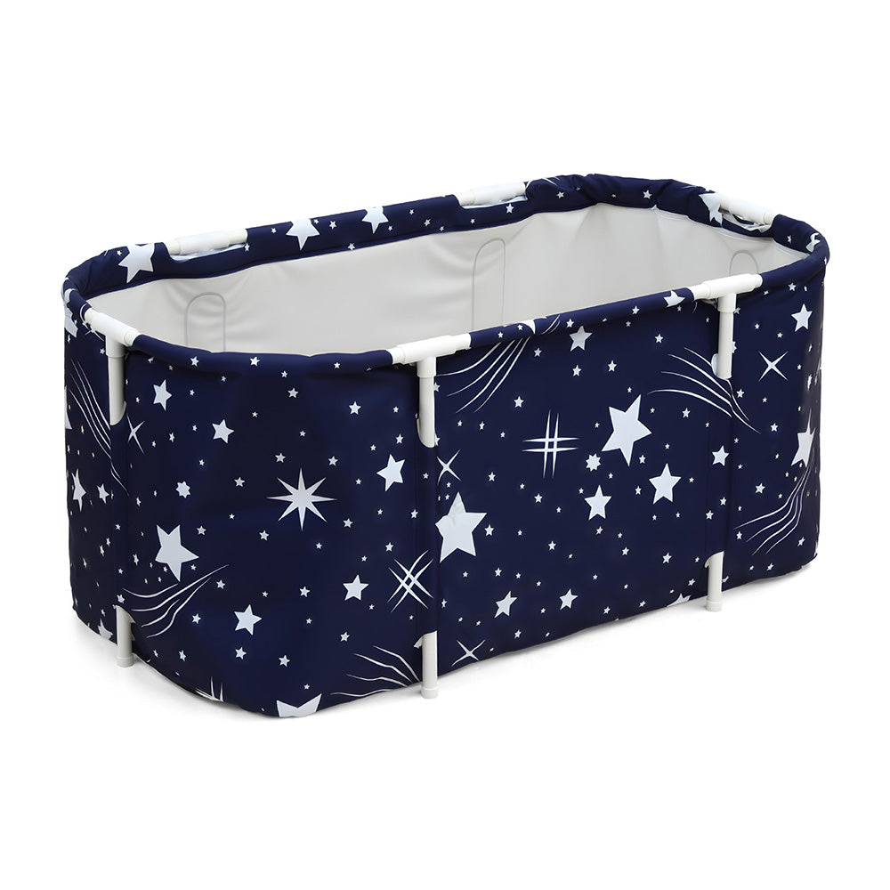 Foldable Inflatable Bathtub | PVC Spa Bucket | Cushion Included | 114x62cm | Star Navy
