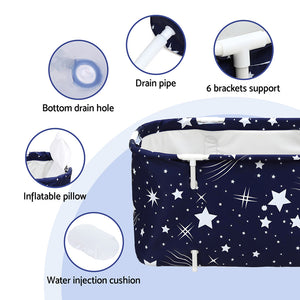 Foldable Inflatable Bathtub | PVC Spa Bucket | Cushion Included | 114x62cm | Star Navy