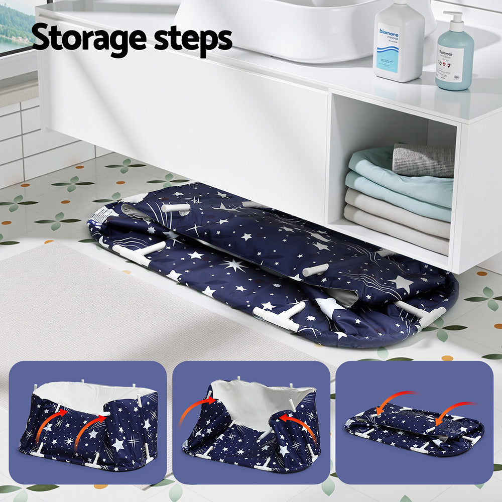 Foldable Inflatable Bathtub | PVC Spa Bucket | Cushion Included | 114x62cm | Star Navy
