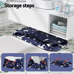 Foldable Inflatable Bathtub | PVC Spa Bucket | Cushion Included | 114x62cm | Star Navy