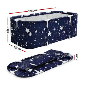 Portable Foldable Bath Tub | Inflatable PVC Spa Bucket | 134x65cm | Star Navy