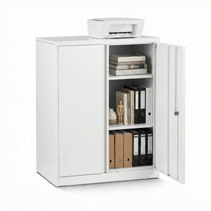 Steel Locker Cabinet | 3-Point Lock | Adjustable Shelves | White