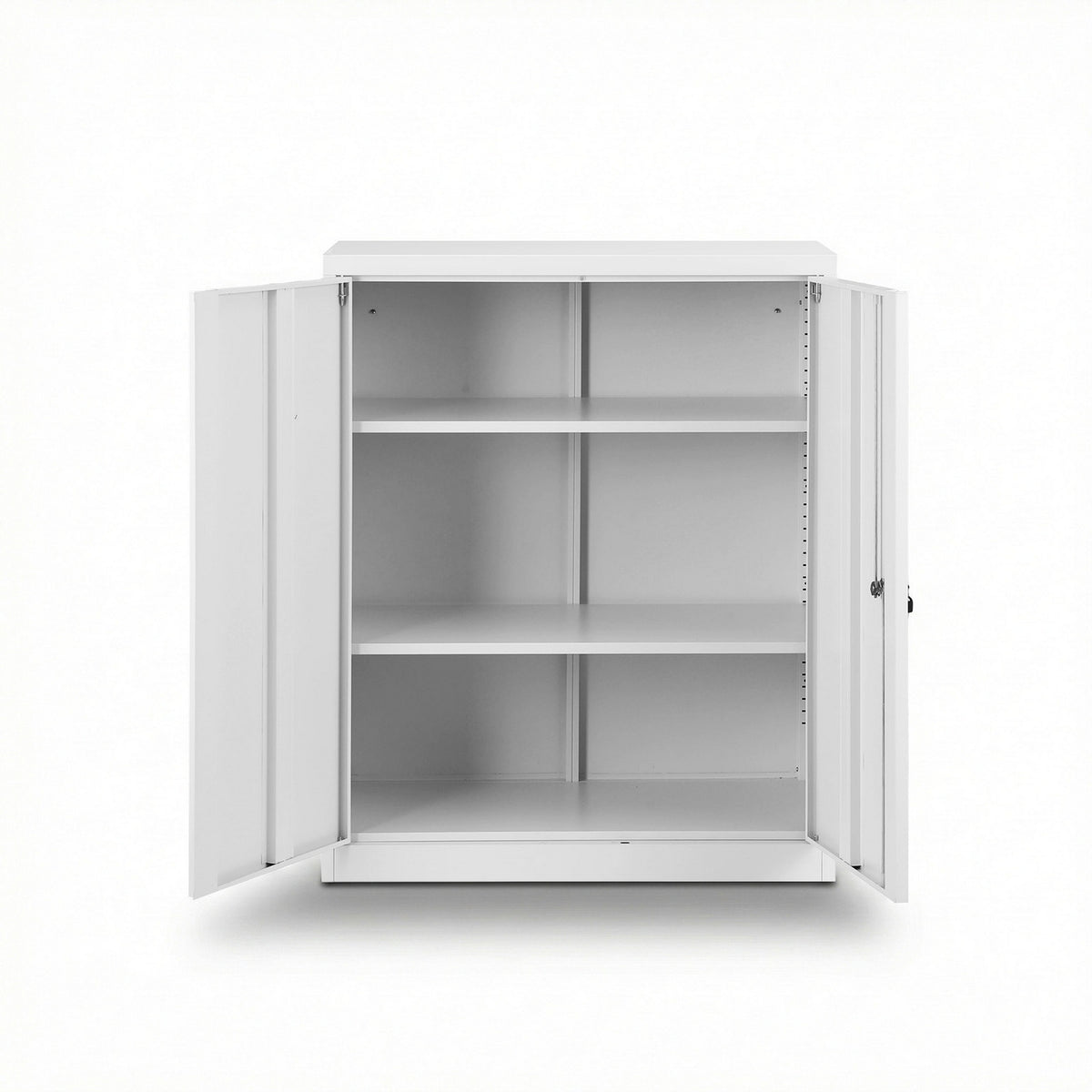 Steel Locker Cabinet | 3-Point Lock | Adjustable Shelves | White