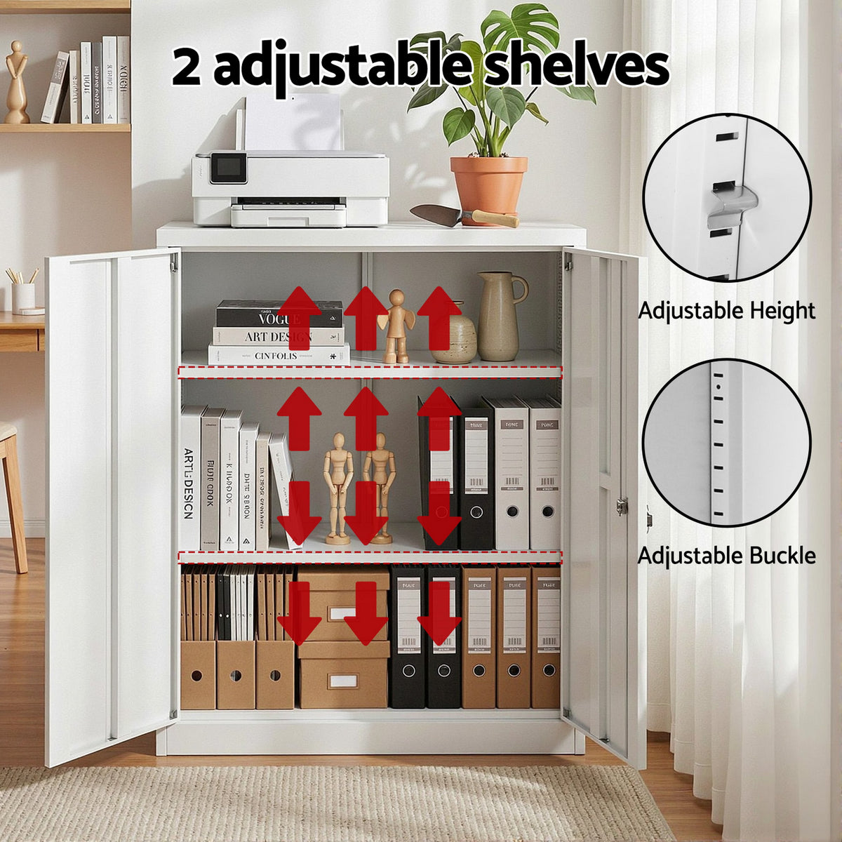 Steel Locker Cabinet | 3-Point Lock | Adjustable Shelves | White