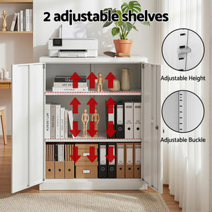 Steel Locker Cabinet | 3-Point Lock | Adjustable Shelves | White