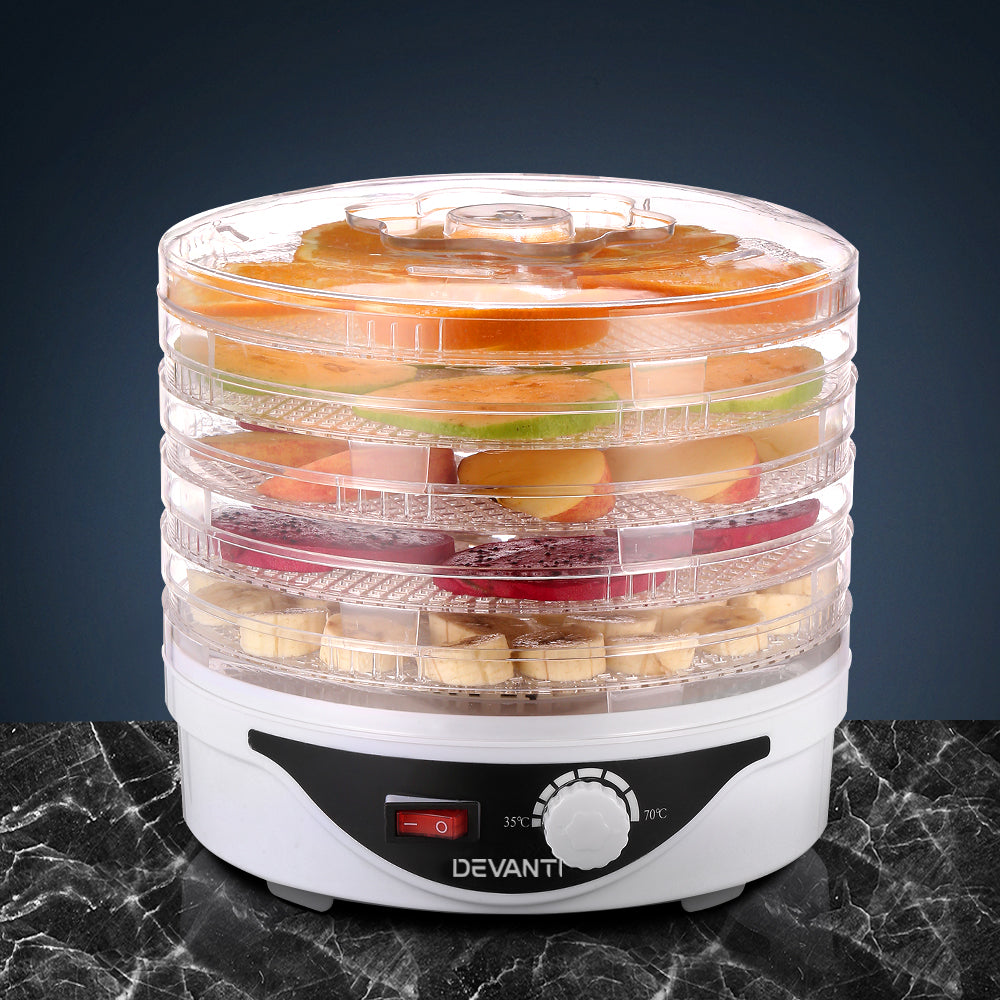 Food Dehydrator | 5 Trays | Pet Beef Jerky Dryer | White