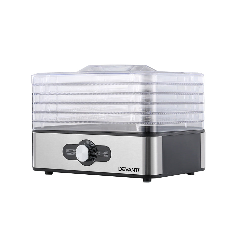 Devanti 5 Trays Food Dehydrator | Stainless Steel Tray