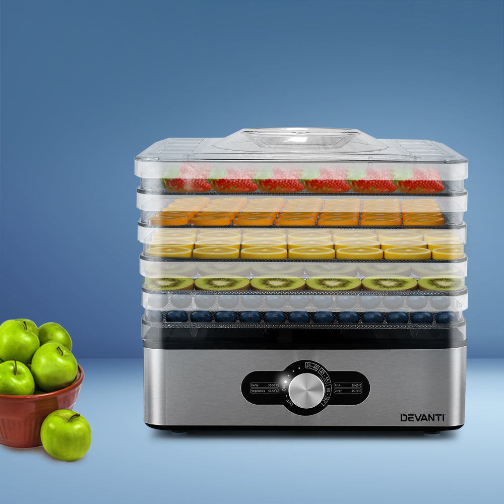 Devanti 5 Trays Food Dehydrator | Stainless Steel Tray