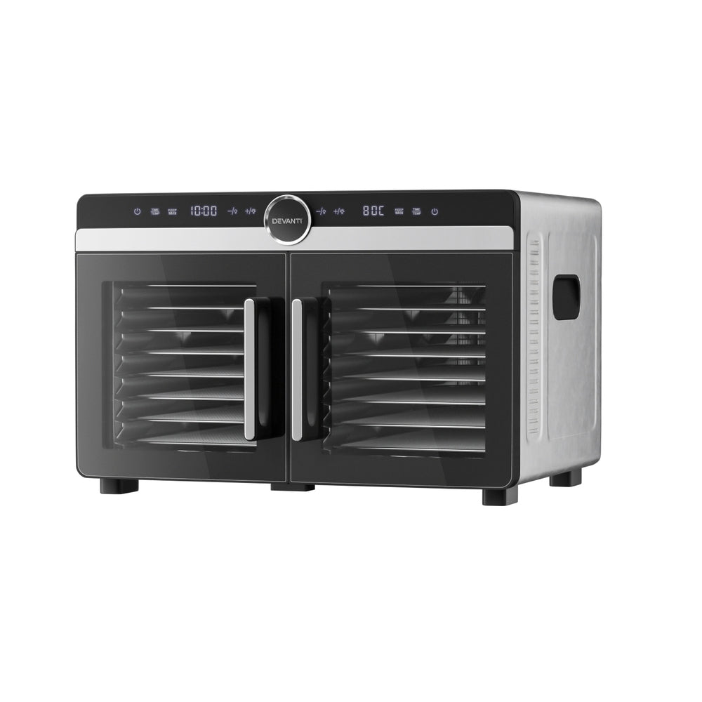 Devanti Food Dehydrator | 16 Trays | Dual-Zone | Stainless Steel