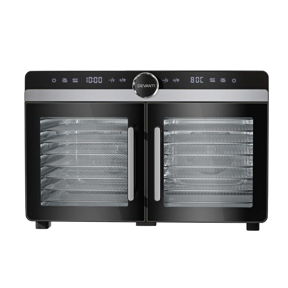 Devanti Food Dehydrator | 16 Trays | Dual-Zone | Stainless Steel
