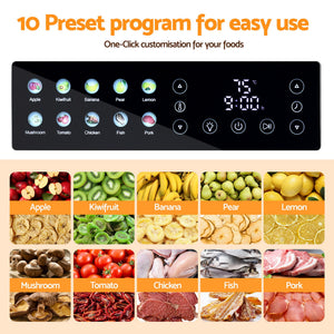 Food Dehydrator | 10 Trays | Stainless Steel | Glass Door | 850W