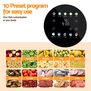 Food Dehydrator | 8 Trays | Stainless Steel | Auto-Rotate | 700W | 10 Programs