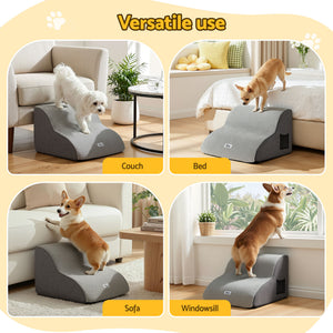 Pet Ramp Stairs | 2 Steps | Foam Non-Slip | Small Dogs & Cats | Bed/Sofa/Car