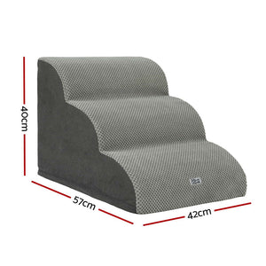 i.Pet Dog Ramp Steps | Foam 3 Tier Pet Stairs for Bed Sofa Car