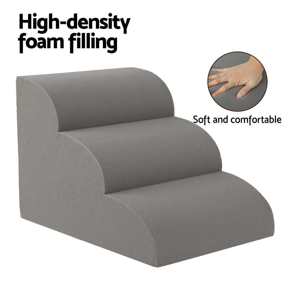 i.Pet Dog Ramp Steps | Foam 3 Tier Pet Stairs for Bed Sofa Car