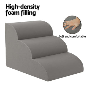 i.Pet Dog Ramp Steps | Foam 3 Tier Pet Stairs for Bed Sofa Car