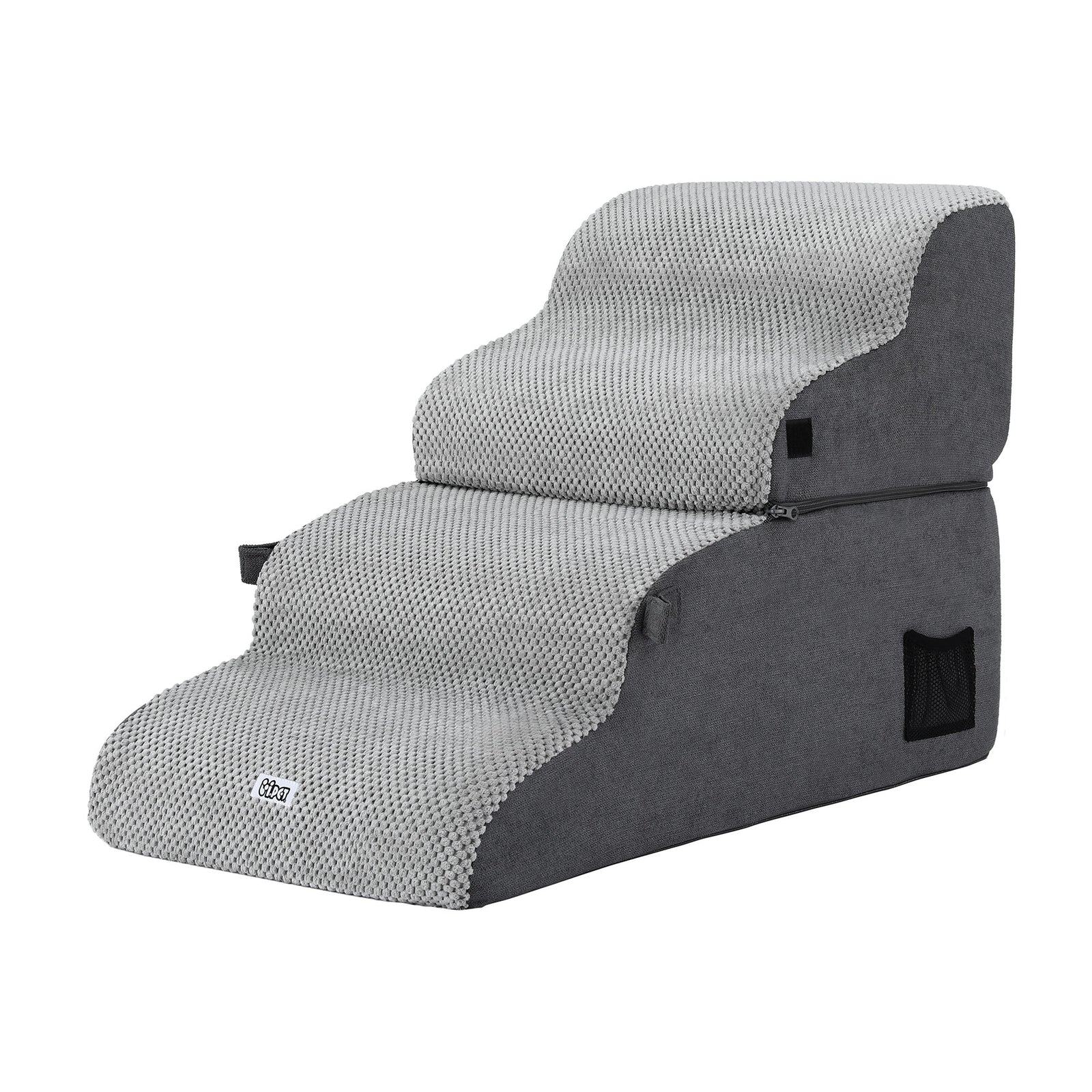 2-in-1 Pet Stairs + Bed | Foam Non-Slip | Washable Cover | Indoor | Grey