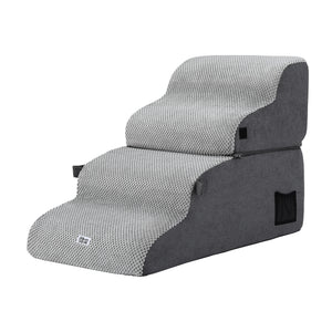 2-in-1 Pet Stairs + Bed | Foam Non-Slip | Washable Cover | Indoor | Grey
