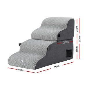 2-in-1 Pet Stairs + Bed | Foam Non-Slip | Washable Cover | Indoor | Grey
