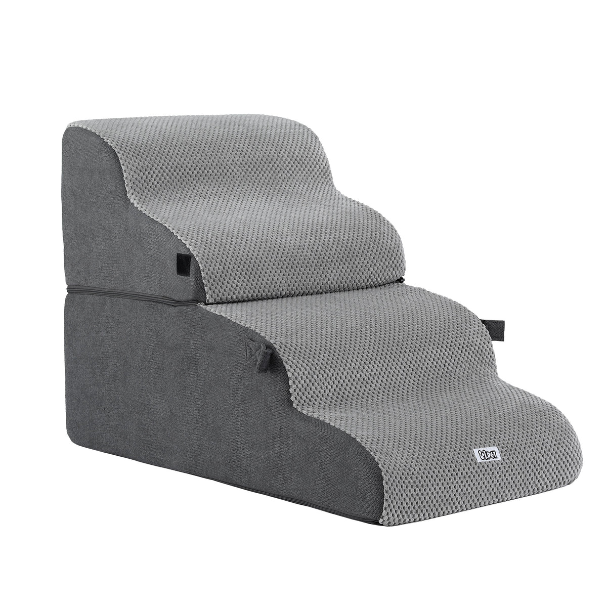 2-in-1 Pet Stairs + Bed | Foam Non-Slip | Washable Cover | Indoor | Grey
