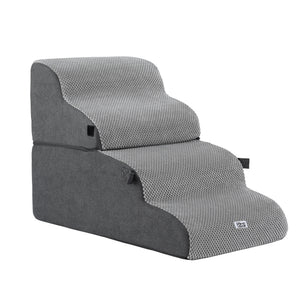 2-in-1 Pet Stairs + Bed | Foam Non-Slip | Washable Cover | Indoor | Grey